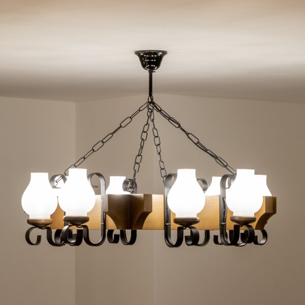 Brilagi - Lampadario a sospensione con catena QUEEN 8xE14/40W/230V faggio/noce