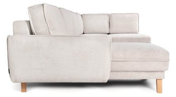Divano angolare beige allungabile (con penisola a destra/a forma di "U") con rivestimento in velluto a coste Tori – Bonami Selection