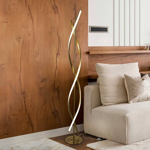 Schuller Valencia Lampada da terra a LED Dido, Ottone / Oro, Soggiorno / Sala da pranzo, Metallo, Lampada LED da terra