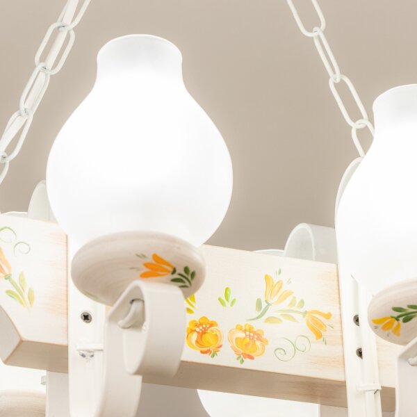 Brilagi - Lampadario con catena QUEEN 4xE14/40W/230V faggio/crema