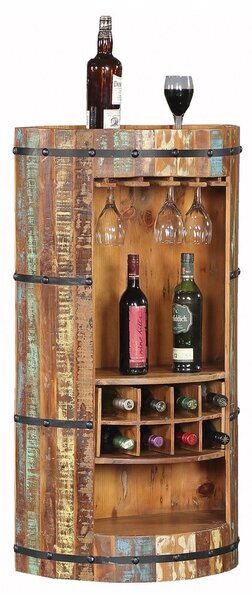 Scaffale per vino in legno riciclato colore naturale 8 bottiglie 60x115 cm Kaveri - Interia Home & Living