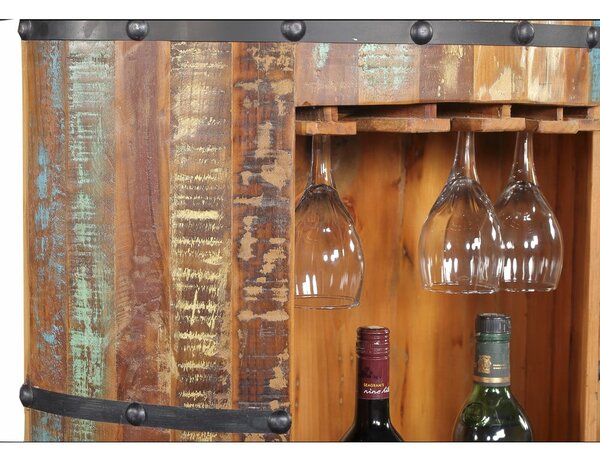 Scaffale per vino in legno riciclato colore naturale 8 bottiglie 60x115 cm Kaveri - Interia Home & Living