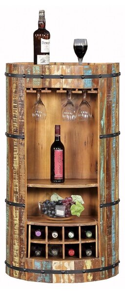 Scaffale per vino in legno riciclato colore naturale 8 bottiglie 60x115 cm Kaveri - Interia Home & Living