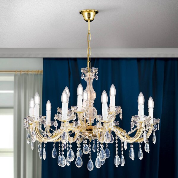 ORION Lampadario di cristallo Marie Claire, dimmerabile, Ottone / Oro, Soggiorno / Sala da pranzo, Metallo, Lampadario di cristallo