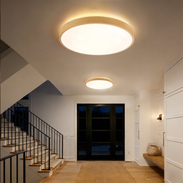 Brilagi-LED lampada dimmerabile GLASS POOL DOUBLE LED/80W/230V 60 cm, finitura effetto legno + telecomando