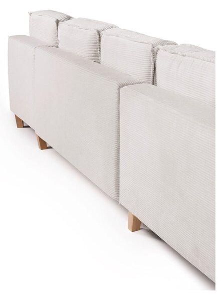 Divano angolare beige allungabile (con penisola a sinistra/a forma di "U") con rivestimento in velluto a coste Tori – Bonami Selection