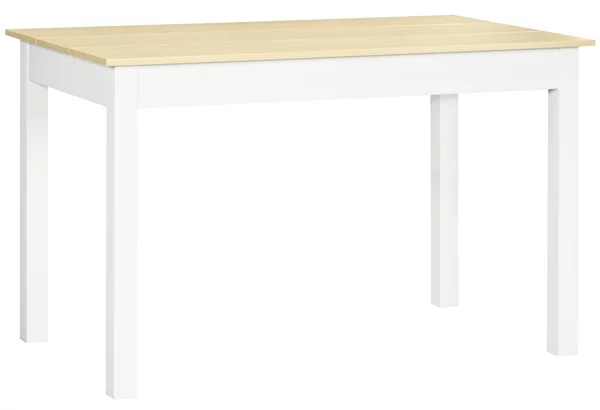 HOMCOM Tavolo da Pranzo 4-6 Posti Design Moderno per Cucina e Soggiorno, 119x70x75cm, Bianco e Legno