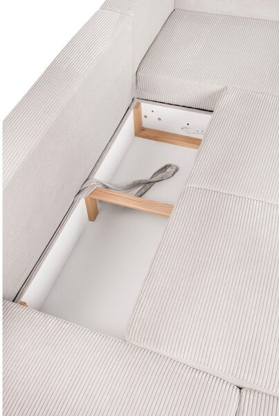 Divano angolare beige allungabile (con penisola a sinistra/a forma di "U") con rivestimento in velluto a coste Tori – Bonami Selection