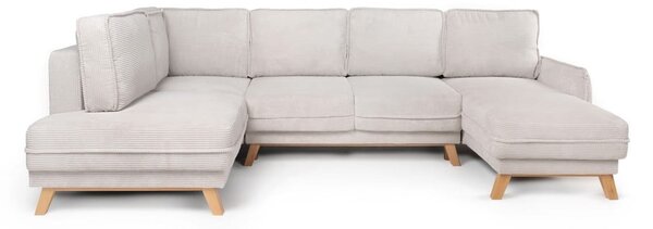 Divano angolare beige allungabile (con penisola a sinistra/a forma di "U") con rivestimento in velluto a coste Tori – Bonami Selection