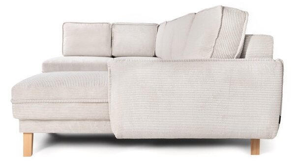 Divano angolare beige allungabile (con penisola a sinistra/a forma di "U") con rivestimento in velluto a coste Tori – Bonami Selection
