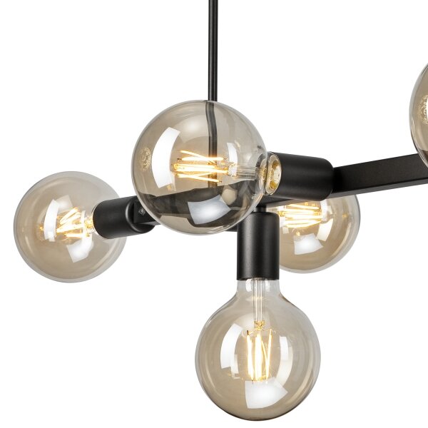 Lampadario a sospensione con supporto rigido ASTRID 8xE27/60W/230V nero