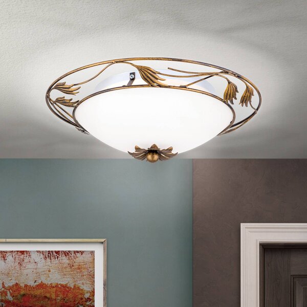 ORION Plafoniera soffitto Fleur, dimmerabile, Bronzo / Ottone antico, Soggiorno / Sala da pranzo, Metallo, Campagna / Rustiche, Plafoniera