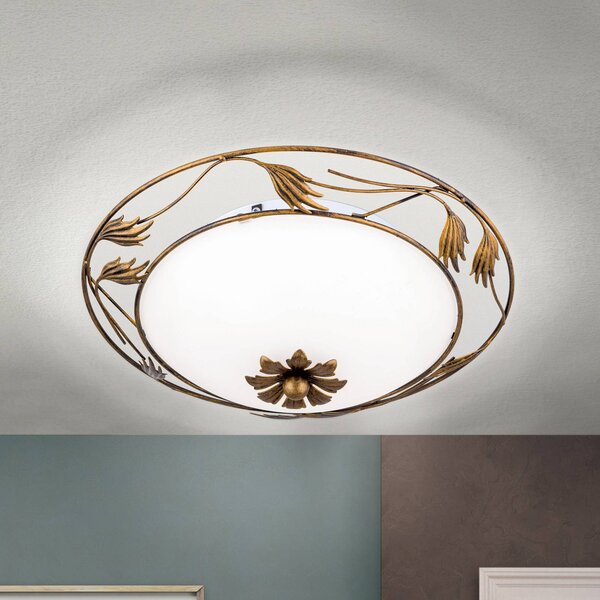 ORION Plafoniera soffitto Fleur, dimmerabile, Bronzo / Ottone antico, Soggiorno / Sala da pranzo, Metallo, Campagna / Rustiche, Plafoniera