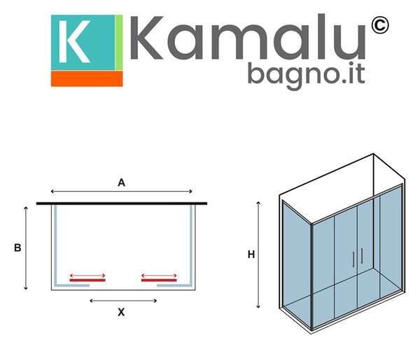 Kamalu box doccia 80x160 colore oro opaco doppio scorrevole | ke-6000g