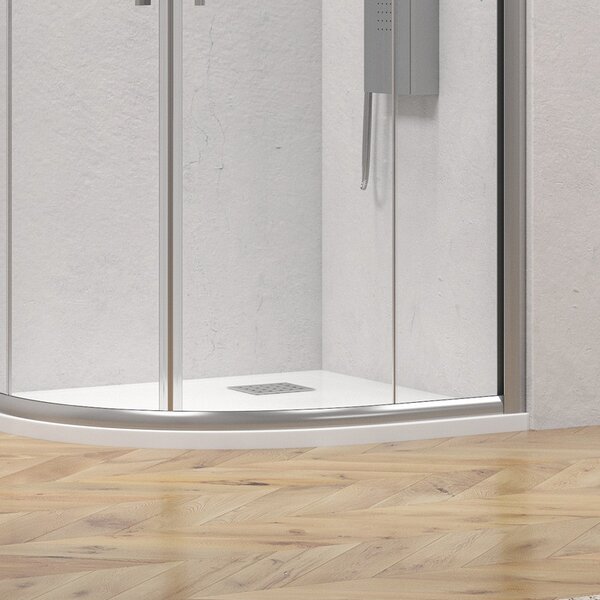 Kamalu box doccia semicircolare 80x80 finitura argento opaco | ke-2000a