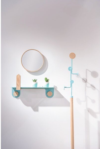 Mensola da parete in acciaio nero con dettaglio in legno di quercia con 2 ganci , lunghezza 50 cm Hook - Gazzda