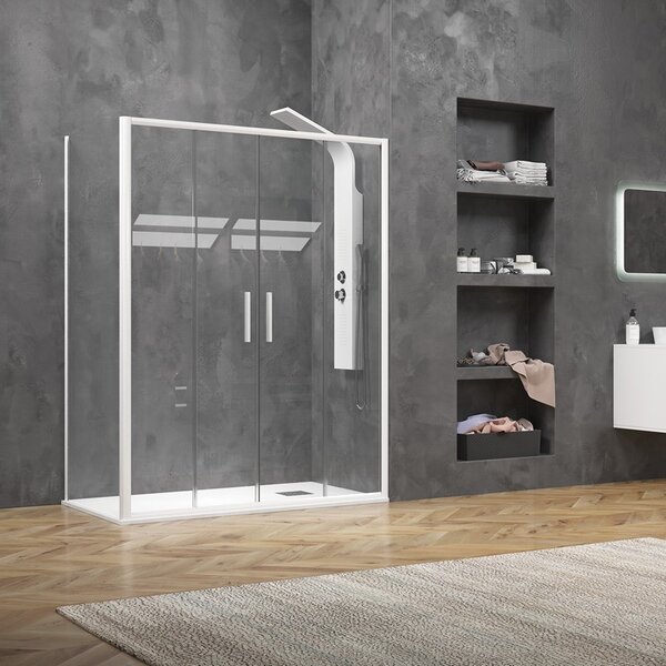 Kamalu box doccia 70x160 colore bianco opaco doppio scorrevole | ke-6000b