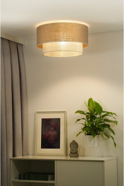 Duolla - Plafoniera YUTE BOHO 3xE27/15W/230V diametro 60 cm marrone/color crema