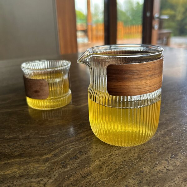 Brocca Gong Dao Bei in Vetro e Legno 300 ml