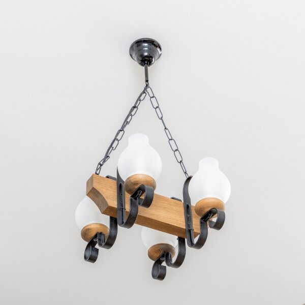 Brilagi - Lampadario a sospensione con catena QUEEN 4xE14/40W/230V faggio