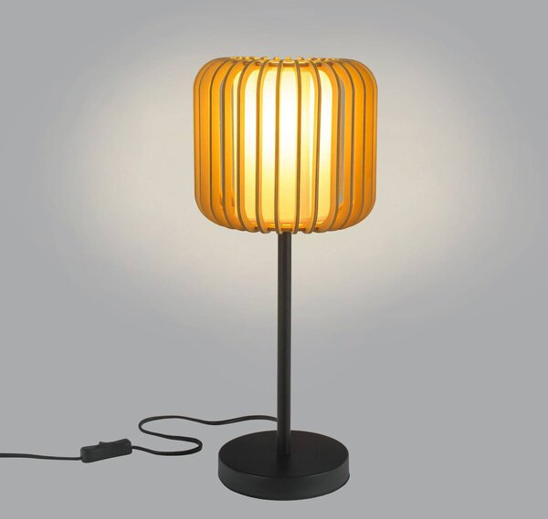 Lampada da tavolo Forlight Viva, marrone chiaro, legno/metallo, altezza 49 cm