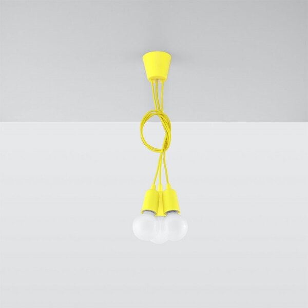 Lampadario su filo DIEGO 3xE27/60W/230V giallo