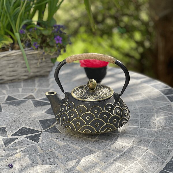 Teiera in ghisa nera oro 900 ml