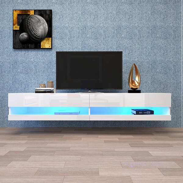 Mobile TV con Illuminazione LED, Design Moderno e Spazioso, Bianco|Aosom