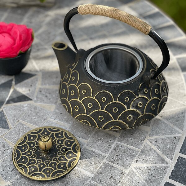 Teiera in ghisa nera oro 900 ml