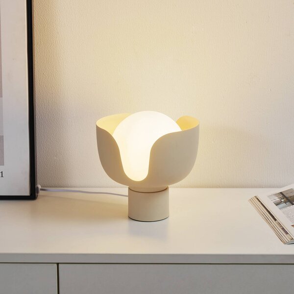 Lampada da tavolo Fiora Lindby, Crema / Ambra, Soggiorno / Sala da pranzo, Metallo, Moderno, Lampada da tavolo