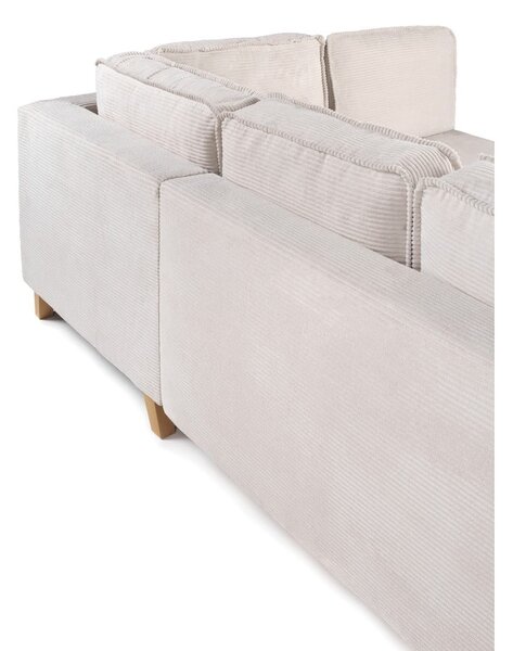 Divano angolare beige allungabile (con penisola a destra) con rivestimento in velluto a coste Tori – Bonami Selection