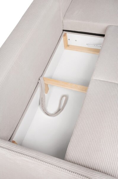 Divano angolare beige allungabile (con penisola a destra) con rivestimento in velluto a coste Tori – Bonami Selection