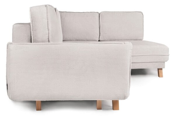 Divano angolare beige allungabile (con penisola a destra) con rivestimento in velluto a coste Tori – Bonami Selection