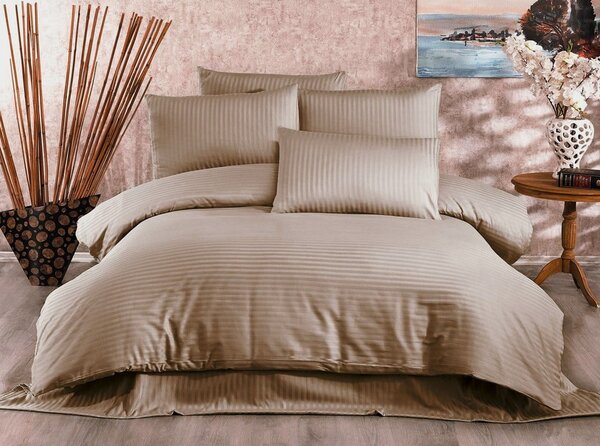 Biancheria da letto singola in cotone sateen beige 140x200 cm Lilyum - Mijolnir