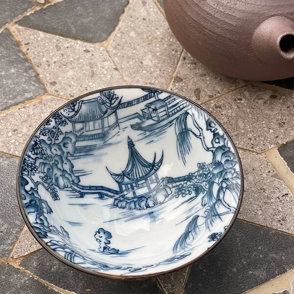 Tazza in Porcellana Blu Pagoda 50 ml