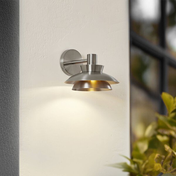 Lucande applique da esterno Thais, acciaio inox, Ø 25 cm Thais Lucande, dimmerabile, Alluminio / Grigio / Zincato, Acciaio Inox, Moderno