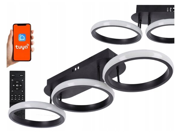Plafoniera LED dimmerabile LED/30W/230V 3000-6500K nero Wi-Fi Tuya + telecomando