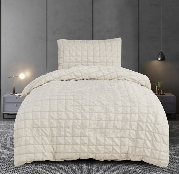 Biancheria da letto beige in crêpe per letto singolo 140x200 cm Naomi – My House