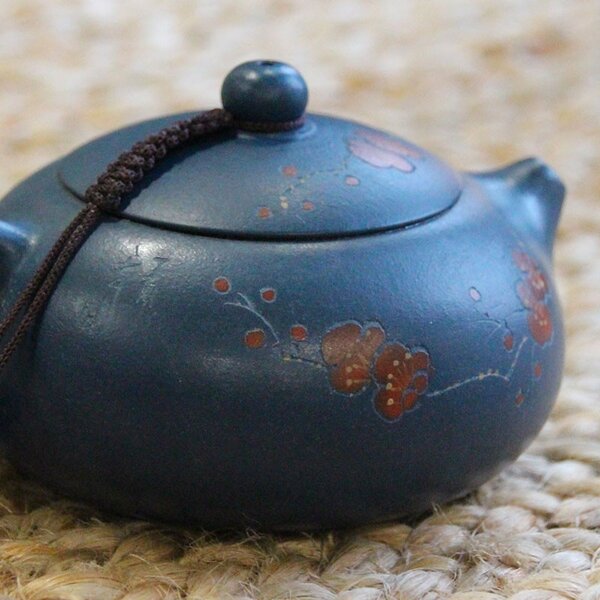 Teiera in creta blu Yixing decorata 200ml