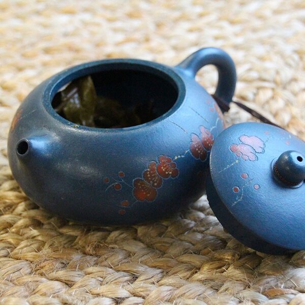 Teiera in creta blu Yixing decorata 200ml