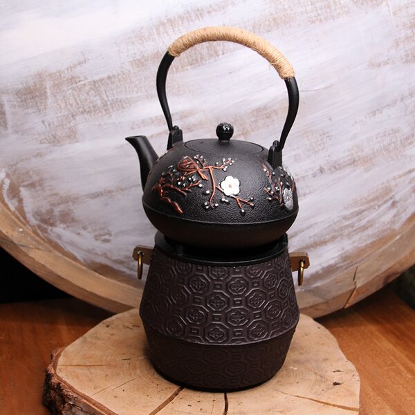 Teiera in ghisa nera decorata 1300 ml