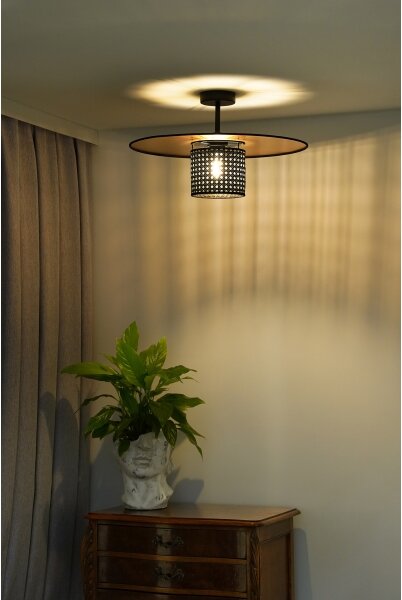 Duolla - Lampadario a plafone TOKYO RATTAN 1xE27/15W/230V diametro 50 cm oro/nero