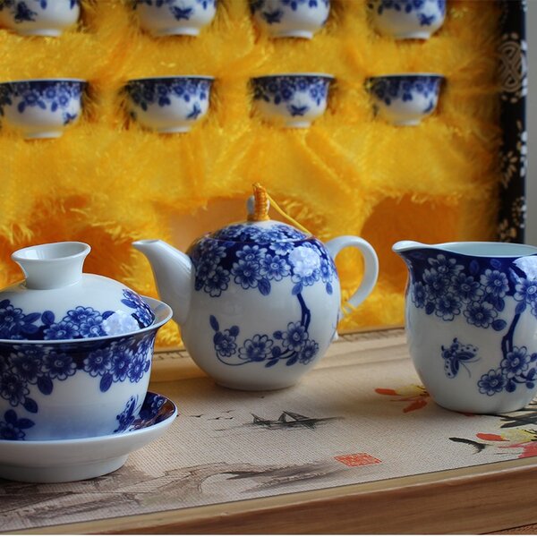 Set in porcellana blu e bianco 11 pz