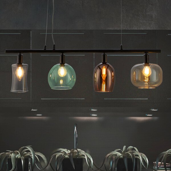 Nowa Lampada a sospensione in vetro Telesto, dimmerabile, Multicolore, Soggiorno / Sala da pranzo, Vetro, Lampada a sospensione