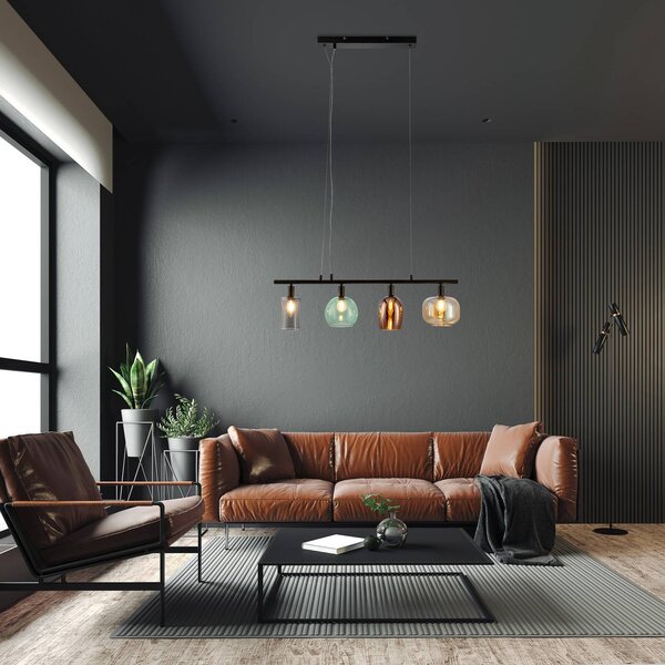 Nowa Lampada a sospensione in vetro Telesto, dimmerabile, Multicolore, Soggiorno / Sala da pranzo, Vetro, Lampada a sospensione