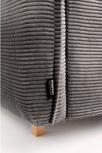 Divano angolare grigio allungabile (con penisola a destra/a forma di "U") con rivestimento in velluto a coste Tori – Bonami Selection