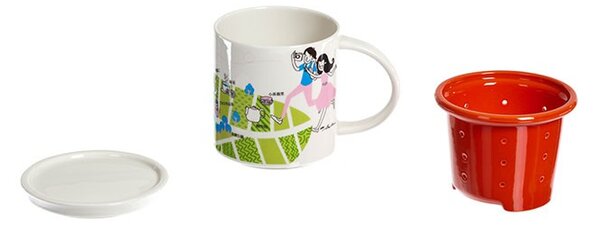 Mug in porcellana con filtro colorato Lin’s Ceramic Studio 330 ml - Verde