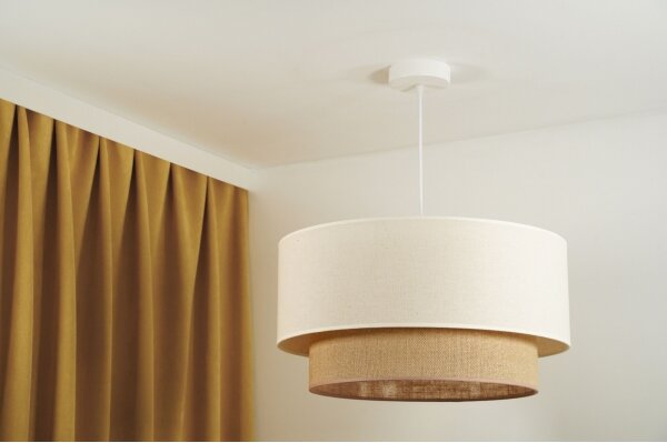 Duolla - Lampadario a sospensione con filo BOHO 1xE27/15W/230V diametro 60 cm beige/marrone