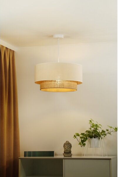 Duolla - Lampadario a sospensione con filo BOHO 1xE27/15W/230V diametro 60 cm beige/marrone
