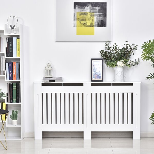 HOMCOM Copritermosifone in Legno MDF per Calorifero 152 x 19 x 81cm Bianco|Aosom